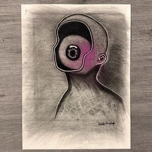 Abstract Black and White Charcoal Art by